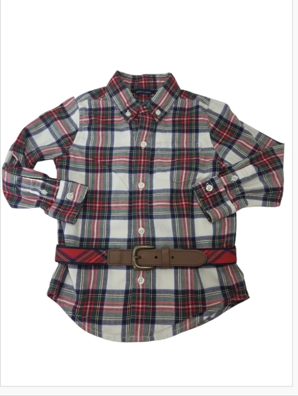 Janie and Jack Brushed Cotton Tartan Plaid Shirt 2T Tartan Plaid Belt 2T-3T